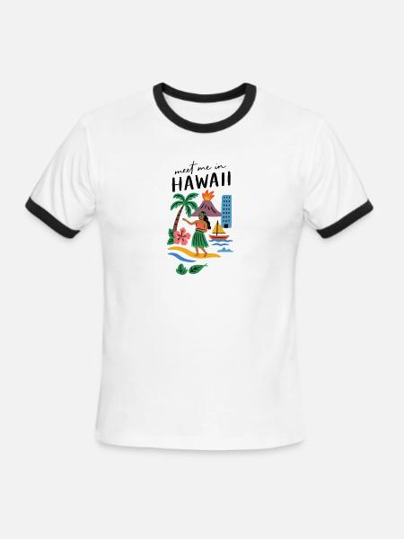 Hawaii Adventure Summer Tee - Men's Ringer T-Shirt - white/black