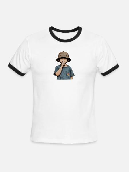 Shushing Kid in Bucket Hat - Men's Ringer T-Shirt - white/black