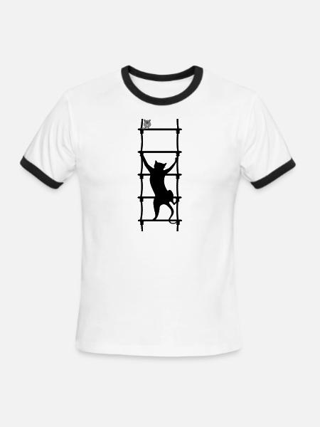 A Cat Climbs - Men's Ringer T-Shirt - white/black
