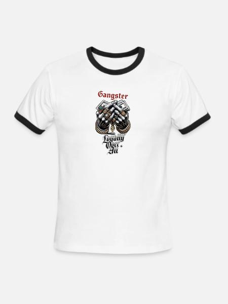 Loyalty Over All Gangster Hands - Men's Ringer T-Shirt - white/black