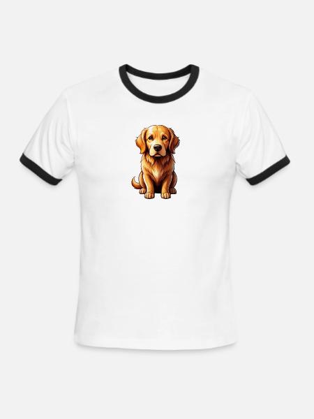 Golden Retriever Pop Art Charm - Men's Ringer T-Shirt - white/black