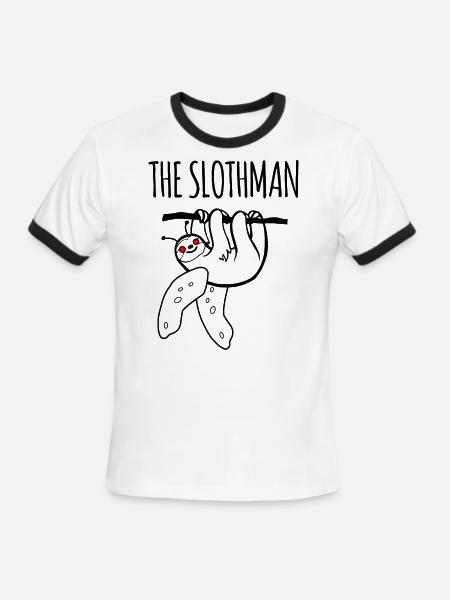 Sloth Moth Slothman Mothman Gift Idea - Men's Ringer T-Shirt - white/black