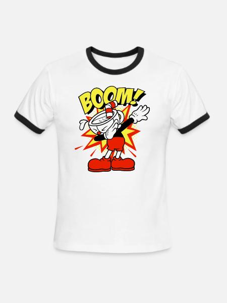 Cuphead - Men's Ringer T-Shirt - white/black