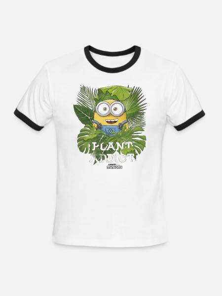 Minions Plant Addict With Green Plants - Men's Ringer T-Shirt - white/black