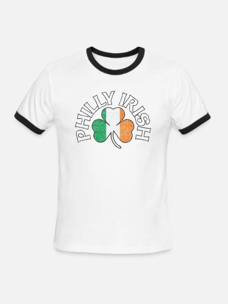 Philly Irish Shamrock Flag Apparel - Men's Ringer T-Shirt - white/black