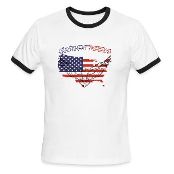 AMERICAN - Men's Ringer T-Shirt - white/black - Front - Jackson (183cm)