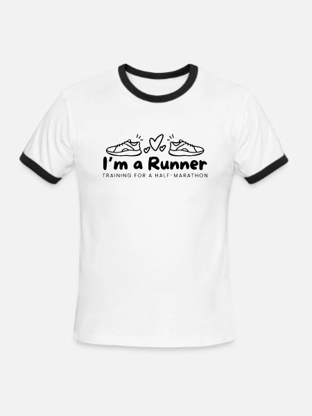 I’m a Runner Training for a Half- Marathon - Men's Ringer T-Shirt - white/black