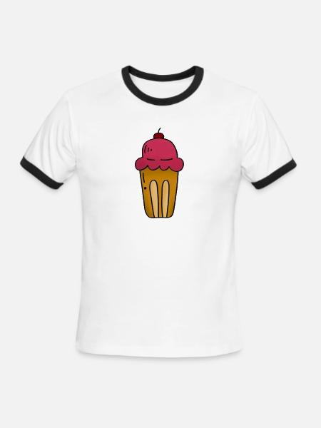 Pink Ice Cream Pop Art Cone - Men's Ringer T-Shirt - white/black