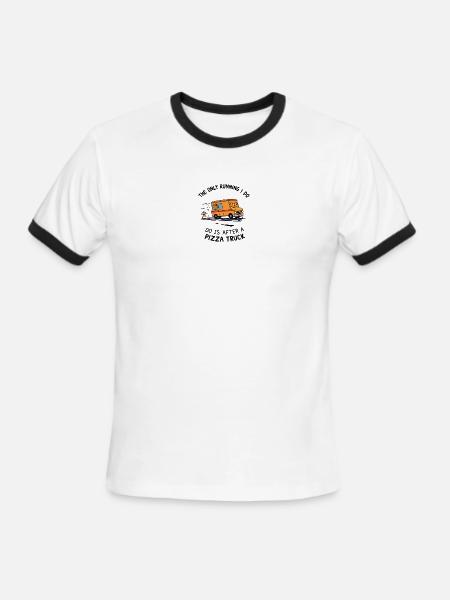Pizza Truck Running Joke Design - Men's Ringer T-Shirt - white/black