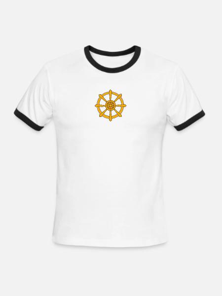 Golden Ship Wheel Emblem - Men's Ringer T-Shirt - white/black