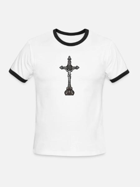 Vintage Jesus Christ Cross Religious - Men's Ringer T-Shirt - white/black