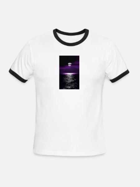 Moonlit Purple Ocean - Men's Ringer T-Shirt - white/black