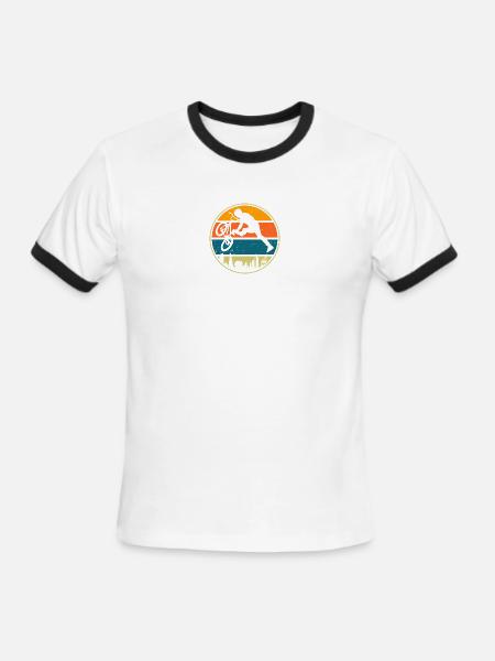 Retro Sunset BMX Rider - Men's Ringer T-Shirt - white/black