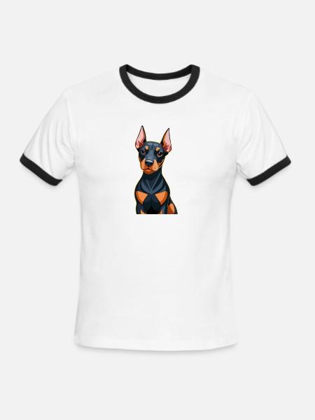 Dobermann dog puppy - Men's Ringer T-Shirt - white/black