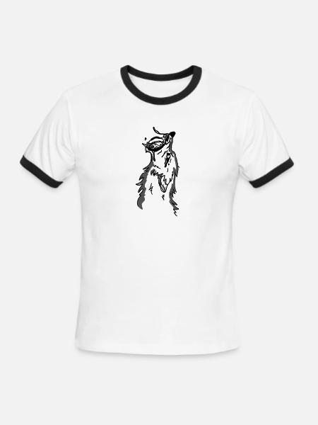 Lone Wolf Moonlit Silhouette - Men's Ringer T-Shirt - white/black