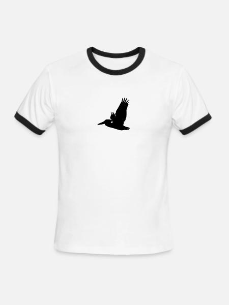 Flying Pelican Silhouette - Men's Ringer T-Shirt - white/black