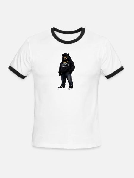 Midnight Bear Hoodie Pun - Men's Ringer T-Shirt - white/black