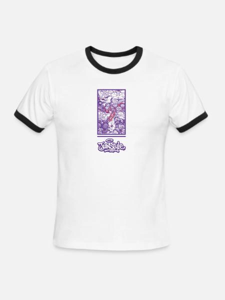 JunStyle Four Heavenly Kings Character 05 - Men's Ringer T-Shirt - white/black