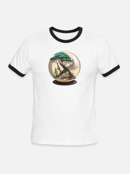 Bonsai Tree Terrarium - Men's Ringer T-Shirt - white/black