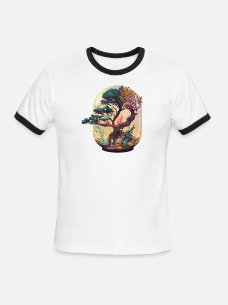 Bonsai Tree Terrarium - Men's Ringer T-Shirt - white/black