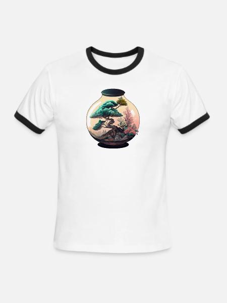 Bonsai Tree Terrarium - Men's Ringer T-Shirt - white/black