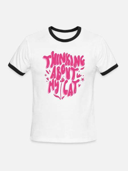 Thinking About My Cat - Men's Ringer T-Shirt - white/black