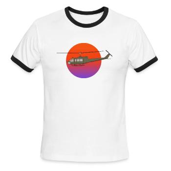 UH 1H Green with orange Sun - Men's Ringer T-Shirt - white/black - Front - Jackson (183cm)