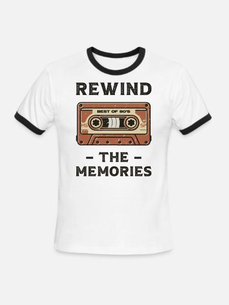 Rewind the memories. Retro cassette design. - Men's Ringer T-Shirt - white/black