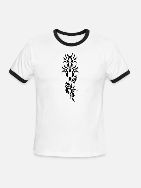 tattoo wings sleeve - Men's Ringer T-Shirt - white/black
