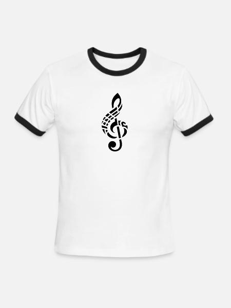 Elegant Tattoo Style Clef - Men's Ringer T-Shirt - white/black