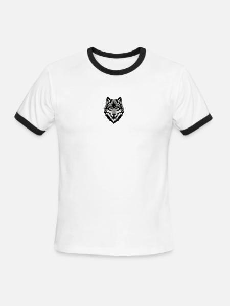 Arctic Shadow Wolf – Blue Eyes Edition - Men's Ringer T-Shirt - white/black