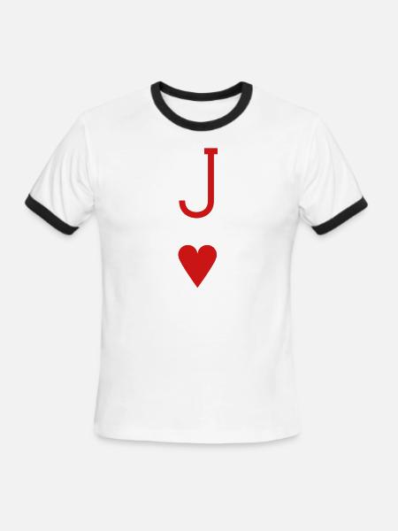 Jack of Hearts - Men's Ringer T-Shirt - white/black