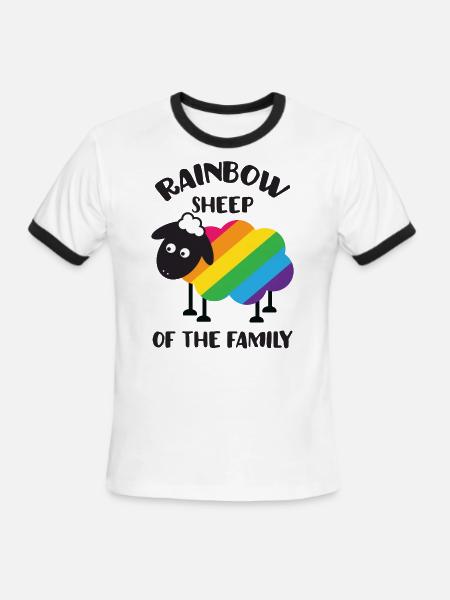 Rainbow Sheep Of The Family LGBT Pride - Men's Ringer T-Shirt - white/black