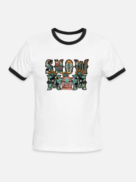 Show Mom Pig - Men's Ringer T-Shirt - white/black