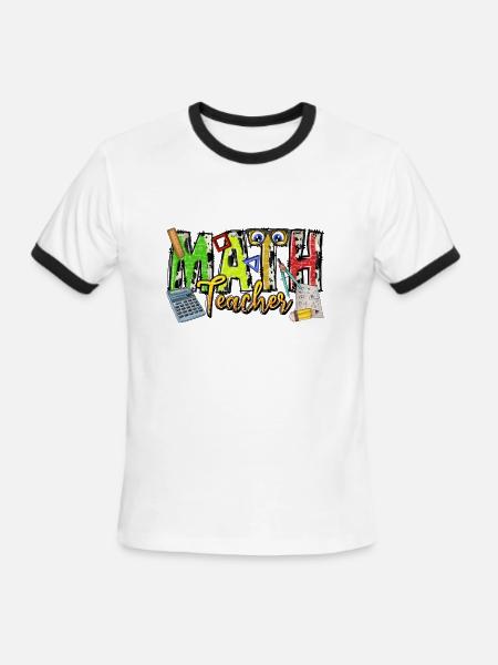 Math Teacher - Men's Ringer T-Shirt - white/black