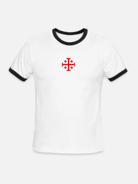 Jerusalem Cross - Red - No Background - Men's Ringer T-Shirt - white/black