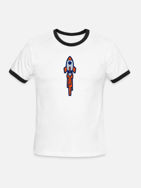 Launching Rocket Silhouette - Men's Ringer T-Shirt - white/black