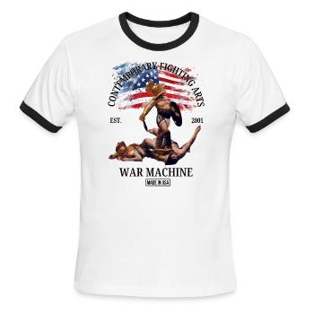 Gladiator War Machine - Men's Ringer T-Shirt - white/black - Front - Jackson (183cm)