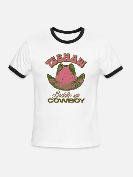 Yeehaw - Saddle Up Cowboy - Men's Ringer T-Shirt - white/black
