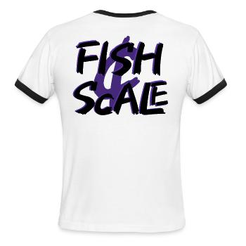 Purple Fish Sale Brush Art - Men's Ringer T-Shirt - white/black - Back - Jackson (183cm)