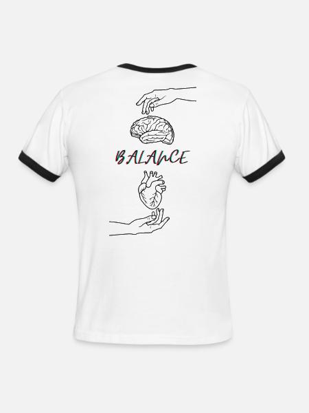 The Balance = Brain & Heart - Men's Ringer T-Shirt - white/black
