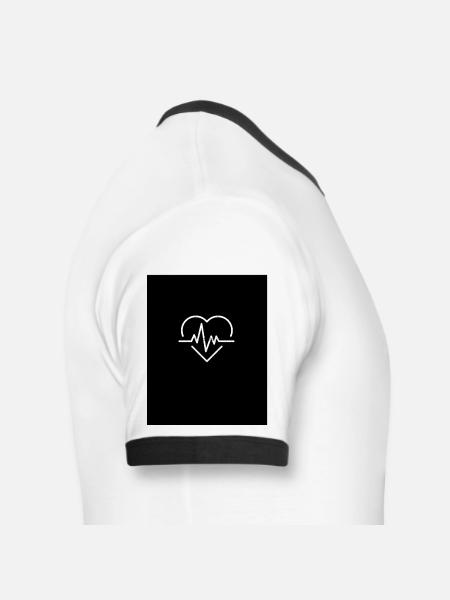 Heartbeat Minimal Line Heart - Men's Ringer T-Shirt - white/black