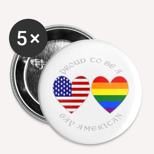 Proud Gay American Grey Letters - Buttons large 2.2'' (5-pack)