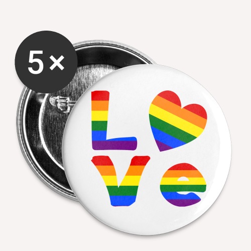Gay Pride Rainbow LOVE - Buttons large 2.2'' (5-pack)