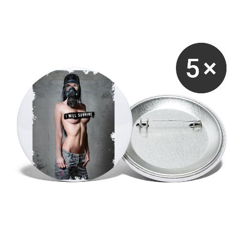 nude girl with gas mask - i will survive - Buttons large 2.2'' (5-pack)