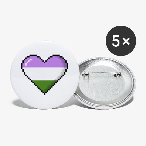 Genderqueer Pride 8Bit Pixel Heart - Buttons large 2.2'' (5-pack)