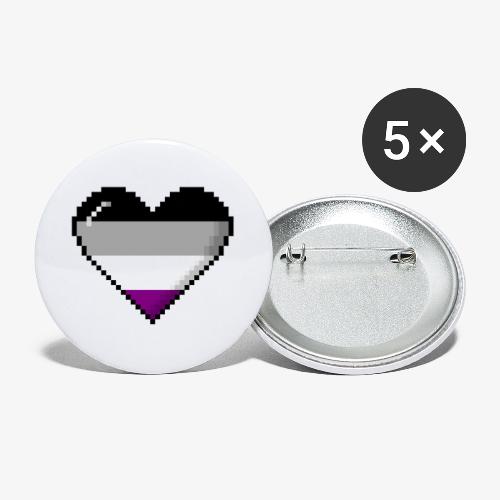Asexual Pride 8Bit Pixel Heart - Buttons large 2.2'' (5-pack)