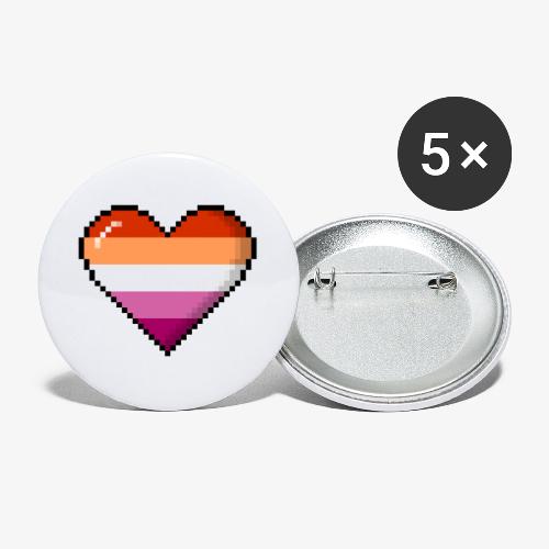 Lesbian Pride 8Bit Pixel Heart - Buttons large 2.2'' (5-pack)