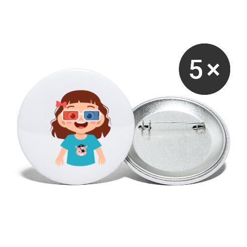 Girl red blue 3D glasses doing Vision Therapy - Buttons large 2.2'' (5-pack)