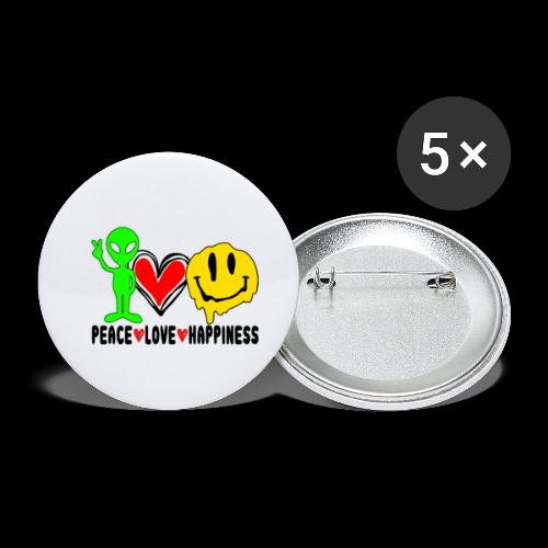 Peace Love Happpiness - Buttons large 2.2'' (5-pack)